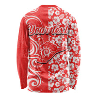 Custom Hawaii Kauai Island Long Sleeve Shirt Hibiscus Pattern Seamless Tribal Simple Red LT03 - Polynesian Pride