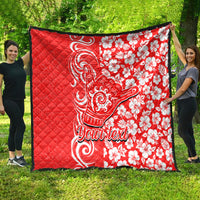 Custom Hawaii Kauai Island Quilt Hibiscus Pattern Seamless Tribal Simple Red LT03 - Polynesian Pride