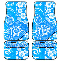 Hawaii Kauai Island Car Mats Hibiscus Pattern Seamless Tribal Simple Blue LT03 Blue - Polynesian Pride