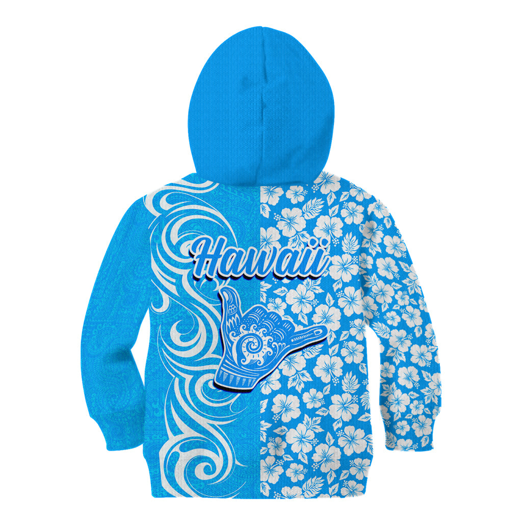 Hawaii Kauai Island Kid Hoodie Hibiscus Pattern Seamless Tribal Simple Blue LT03 - Polynesian Pride