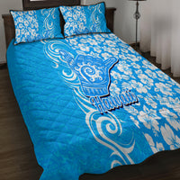 Hawaii Kauai Island Quilt Bed Set Hibiscus Pattern Seamless Tribal Simple Blue LT03 - Polynesian Pride