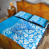 Hawaii Kauai Island Quilt Bed Set Hibiscus Pattern Seamless Tribal Simple Blue LT03 - Polynesian Pride