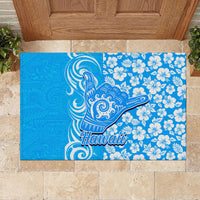 Hawaii Kauai Island Rubber Doormat Hibiscus Pattern Seamless Tribal Simple Blue LT03 - Polynesian Pride