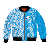 Custom Hawaii Kauai Island Bomber Jacket Hibiscus Pattern Seamless Tribal Simple Blue LT03 Unisex Blue - Polynesian Pride