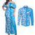 Custom Hawaii Kauai Island Couples Matching Off Shoulder Maxi Dress and Long Sleeve Button Shirts Hibiscus Pattern Seamless Tribal Simple Blue LT03 Blue - Polynesian Pride