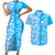 Custom Hawaii Kauai Island Couples Matching Short Sleeve Bodycon Dress and Hawaiian Shirt Hibiscus Pattern Seamless Tribal Simple Blue LT03 Blue - Polynesian Pride