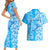 Custom Hawaii Kauai Island Couples Matching Short Sleeve Bodycon Dress and Hawaiian Shirt Hibiscus Pattern Seamless Tribal Simple Blue LT03 - Polynesian Pride