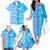 Custom Hawaii Kauai Island Family Matching Off Shoulder Long Sleeve Dress and Hawaiian Shirt Hibiscus Pattern Seamless Tribal Simple Blue LT03 - Polynesian Pride