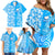 Custom Hawaii Kauai Island Family Matching Off Shoulder Short Dress and Hawaiian Shirt Hibiscus Pattern Seamless Tribal Simple Blue LT03 - Polynesian Pride