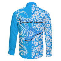 Custom Hawaii Kauai Island Family Matching Puletasi Dress and Hawaiian Shirt Hibiscus Pattern Seamless Tribal Simple Blue LT03 - Polynesian Pride