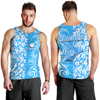 Custom Hawaii Kauai Island Men Tank Top Hibiscus Pattern Seamless Tribal Simple Blue LT03 - Polynesian Pride