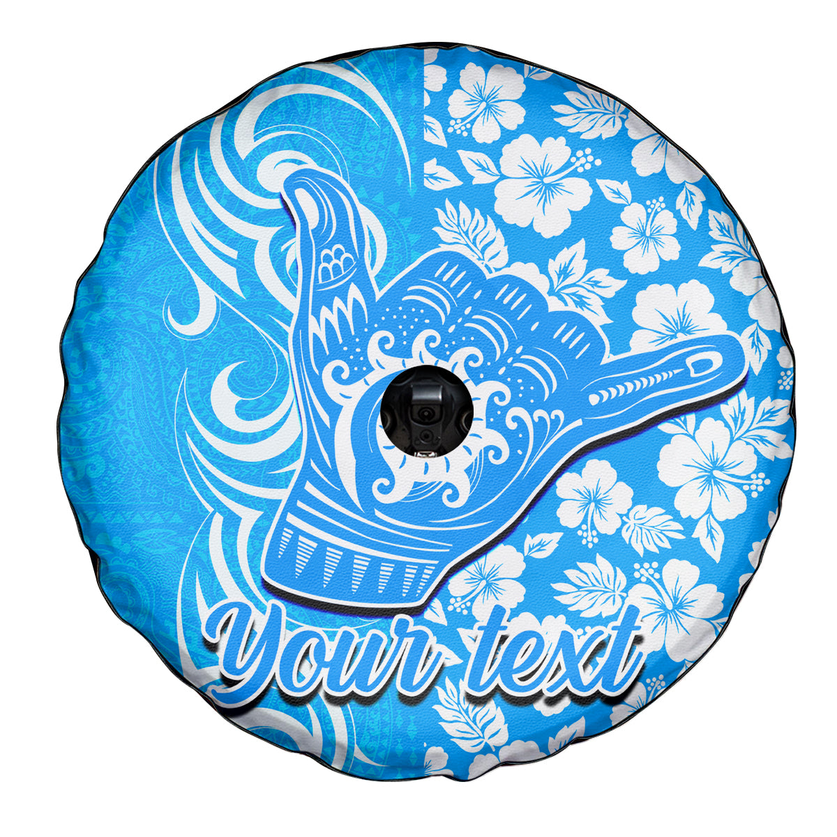 Custom Hawaii Kauai Island Spare Tire Cover Hibiscus Pattern Seamless Tribal Simple Blue LT03 - Polynesian Pride