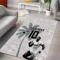 Custom Fiji Rugby Pacific Champions 2024 Area Rug Anniversary 7 Titles - Fijians Rugby and Tapa Hibiscus White Art