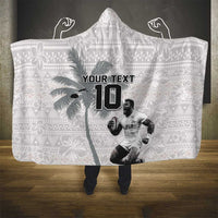 Custom Fiji Rugby Pacific Champions 2024 Hooded Blanket Anniversary 7 Titles - Fijians Rugby and Tapa Hibiscus White Art
