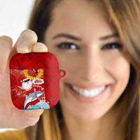 Hawaiian Mele Kalikimaka AirPods Case Funny Santa Riding Lei Dolphin with Kakau Tattoos - Polynesian Pride