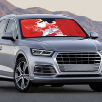 Hawaiian Mele Kalikimaka Auto Sun Shade Funny Santa Riding Lei Dolphin with Kakau Tattoos - Polynesian Pride