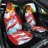 Hawaiian Mele Kalikimaka Car Seat Cover Funny Santa Riding Lei Dolphin with Kakau Tattoos - Polynesian Pride