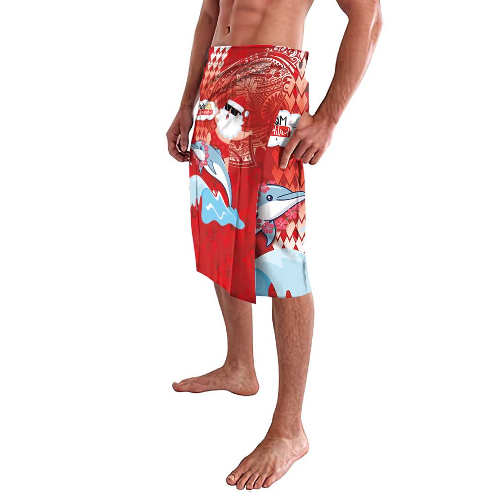 Hawaiian Mele Kalikimaka Lavalava Funny Santa Riding Lei Dolphin with Kakau Tattoos - Polynesian Pride