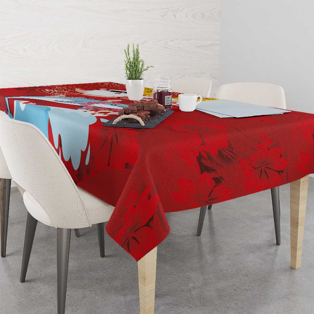 Hawaiian Mele Kalikimaka Tablecloth Funny Santa Riding Lei Dolphin with Kakau Tattoos - Polynesian Pride