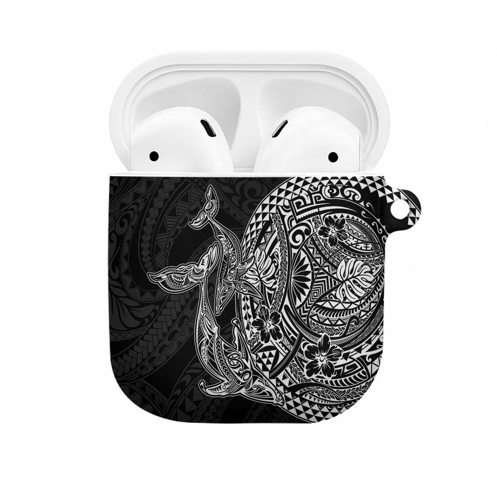 Hawaiian Whales Polynesian Art Motifs AirPods Case Black Color - Polynesian Pride