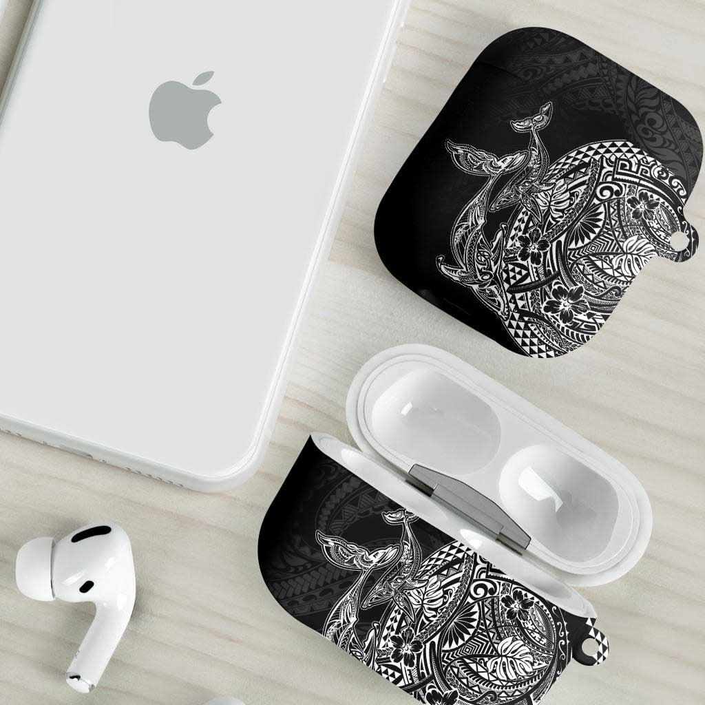 Hawaiian Whales Polynesian Art Motifs AirPods Case Black Color - Polynesian Pride