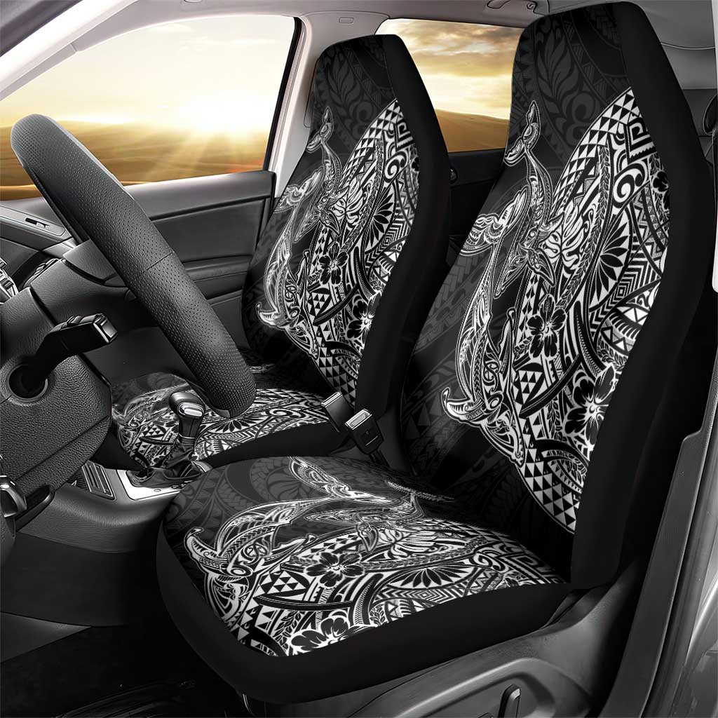 Hawaiian Whales Polynesian Art Motifs Car Seat Cover Black Color - Polynesian Pride