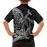 Hawaiian Whales Polynesian Art Motifs Family Matching Tank Maxi Dress and Hawaiian Shirt Black Color - Polynesian Pride