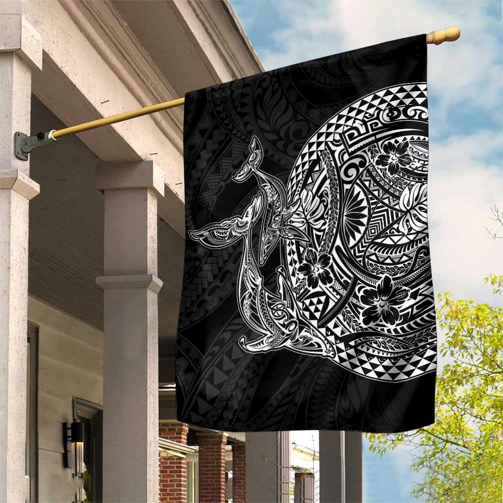 Hawaiian Whales Polynesian Art Motifs Garden Flag Black Color LT03 House Flag Black - Polynesian Pride