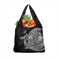 Hawaiian Whales Polynesian Art Motifs Grocery Bag Black Color - Polynesian Pride