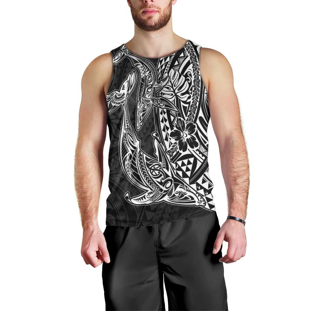 Hawaiian Whales Polynesian Art Motifs Men Tank Top Black Color - Polynesian Pride