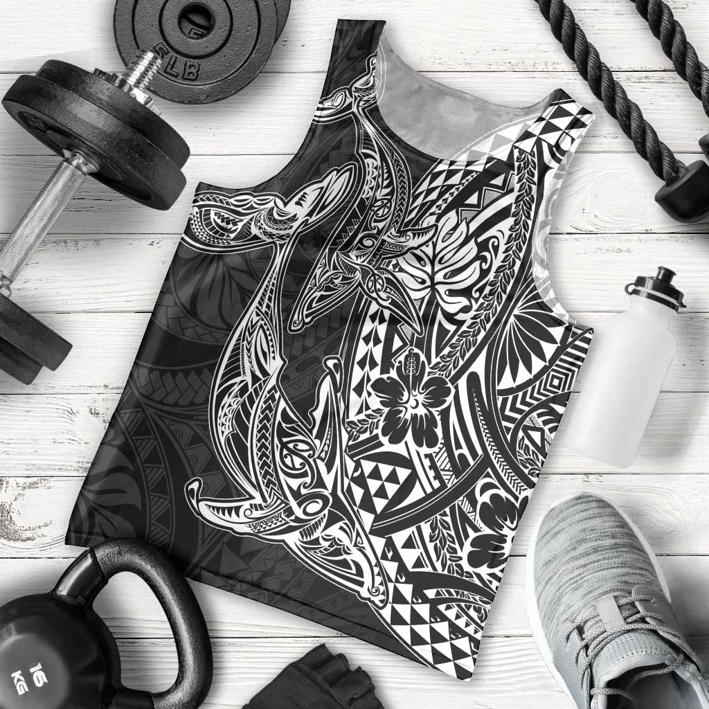 Hawaiian Whales Polynesian Art Motifs Men Tank Top Black Color - Polynesian Pride