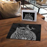 Hawaiian Whales Polynesian Art Motifs Puzzle Black Color - Polynesian Pride