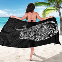 Hawaiian Whales Polynesian Art Motifs Sarong Black Color - Polynesian Pride