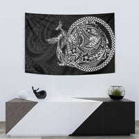 Hawaiian Whales Polynesian Art Motifs Tapestry Black Color - Polynesian Pride
