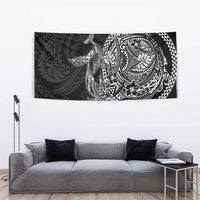 Hawaiian Whales Polynesian Art Motifs Tapestry Black Color - Polynesian Pride