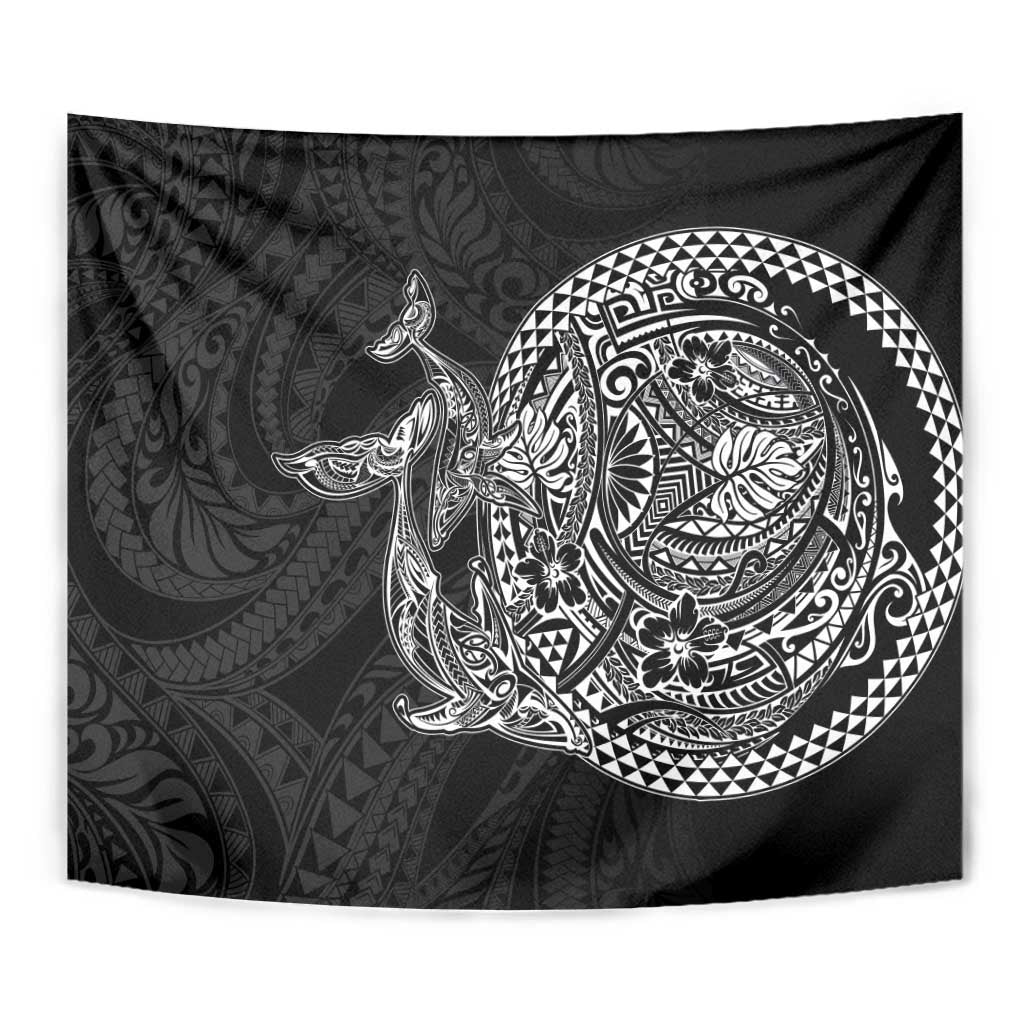 Hawaiian Whales Polynesian Art Motifs Tapestry Black Color - Polynesian Pride