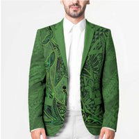Hawaiian Whales Polynesian Art Motifs Blazer Green Color - Polynesian Pride