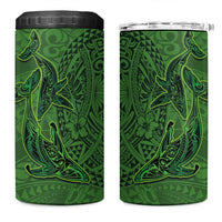 Hawaiian Whales Polynesian Art Motifs 4 in 1 Can Cooler Tumbler Green Color - Polynesian Pride