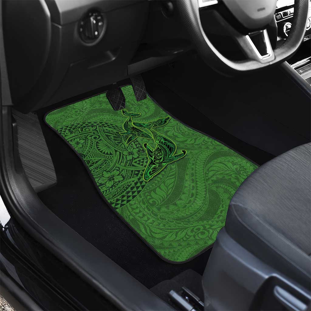 Hawaiian Whales Polynesian Art Motifs Car Mats Green Color - Polynesian Pride