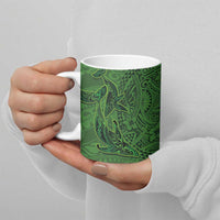 Hawaiian Whales Polynesian Art Motifs Ceramic Mug Green Color - Polynesian Pride