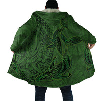 Hawaiian Whales Polynesian Art Motifs Cloak Green Color - Polynesian Pride
