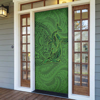 Hawaiian Whales Polynesian Art Motifs Door Cover Green Color - Polynesian Pride