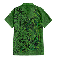 Hawaiian Whales Polynesian Art Motifs Family Matching Mermaid Dress and Hawaiian Shirt Green Color - Polynesian Pride