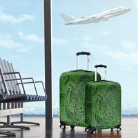 Hawaiian Whales Polynesian Art Motifs Luggage Cover Green Color - Polynesian Pride