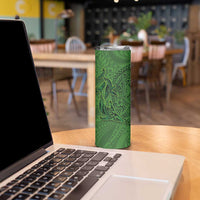 Hawaiian Whales Polynesian Art Motifs Skinny Tumbler Green Color - Polynesian Pride
