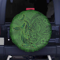 Hawaiian Whales Polynesian Art Motifs Spare Tire Cover Green Color - Polynesian Pride