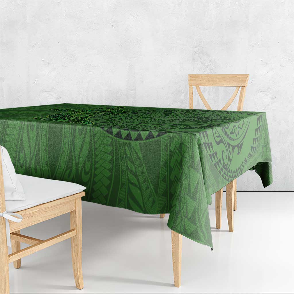 Hawaiian Whales Polynesian Art Motifs Tablecloth Green Color - Polynesian Pride