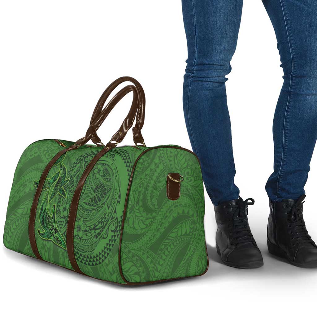 Hawaiian Whales Polynesian Art Motifs Travel Bag Green Color - Polynesian Pride