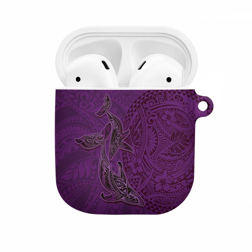 Hawaiian Whales Polynesian Art Motifs AirPods Case Purple Color - Polynesian Pride