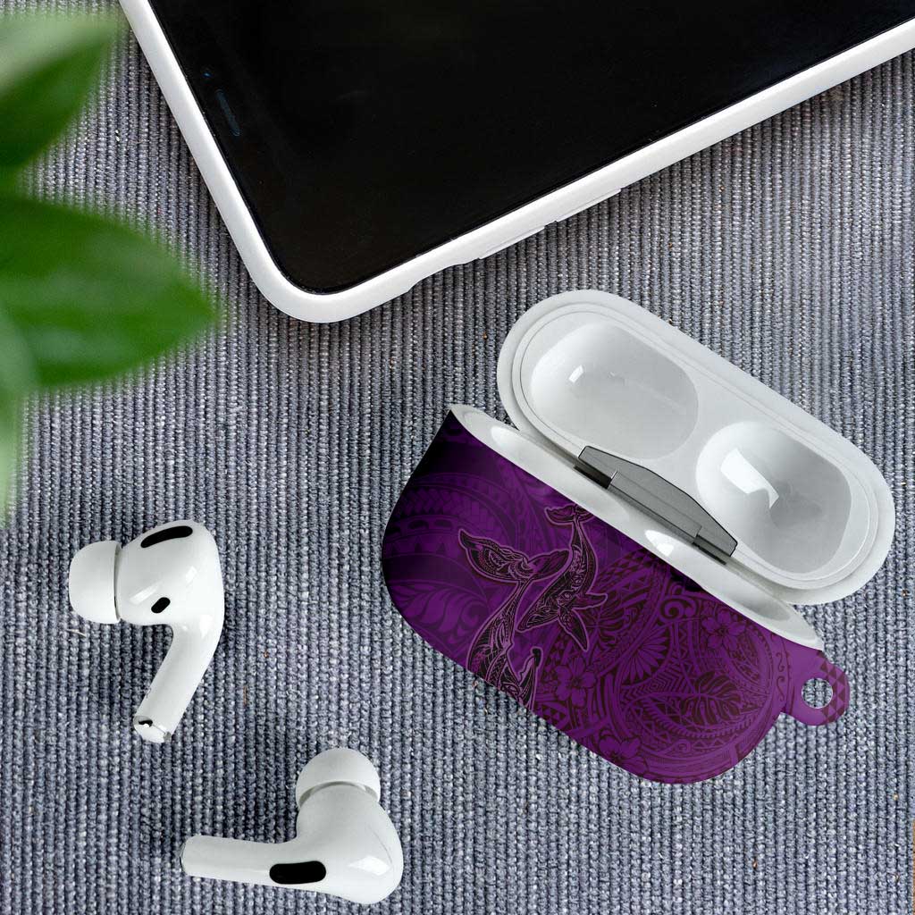 Hawaiian Whales Polynesian Art Motifs AirPods Case Purple Color - Polynesian Pride